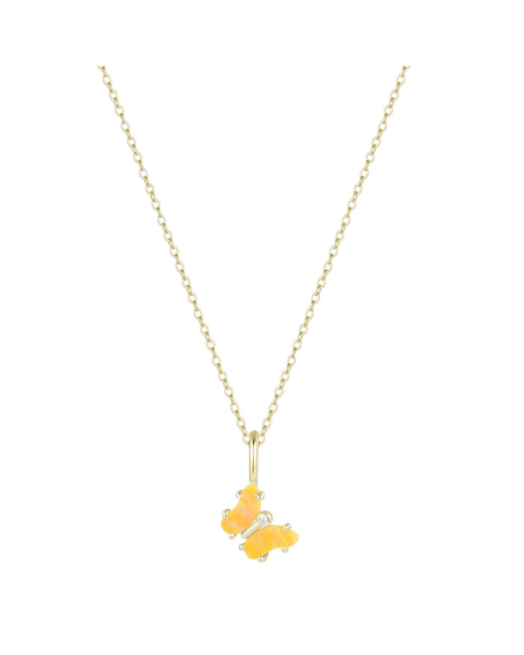 KAMARIA Metallic Mini Opal Butterfly Charm Necklace