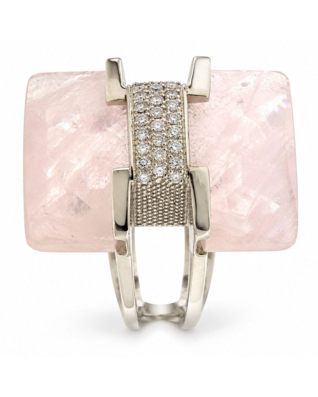 Artisan Pink 18K Quartz Preform & Diamond Statement Ring