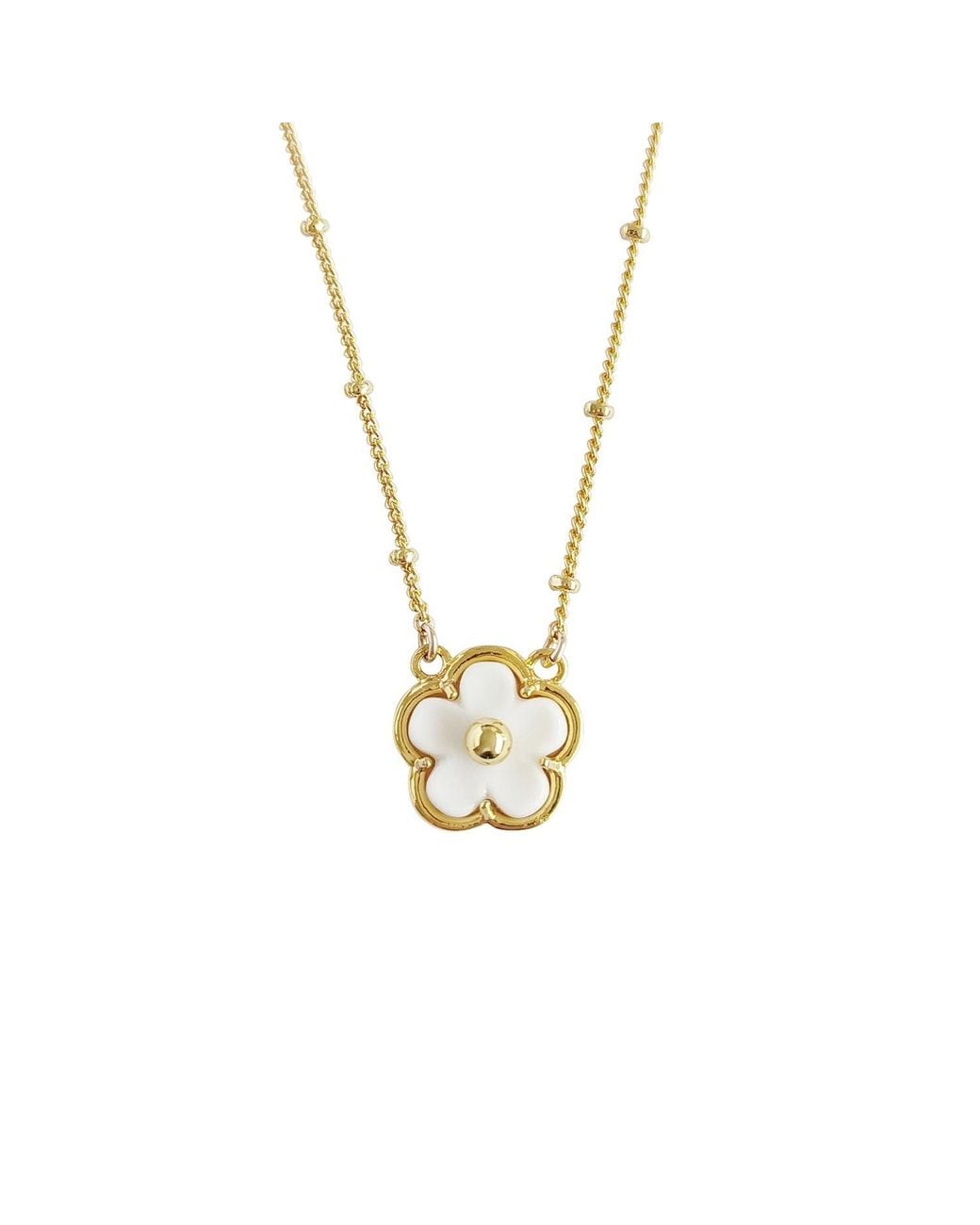 POPORCELAIN Metallic Mini Porcelain Daisy Necklace