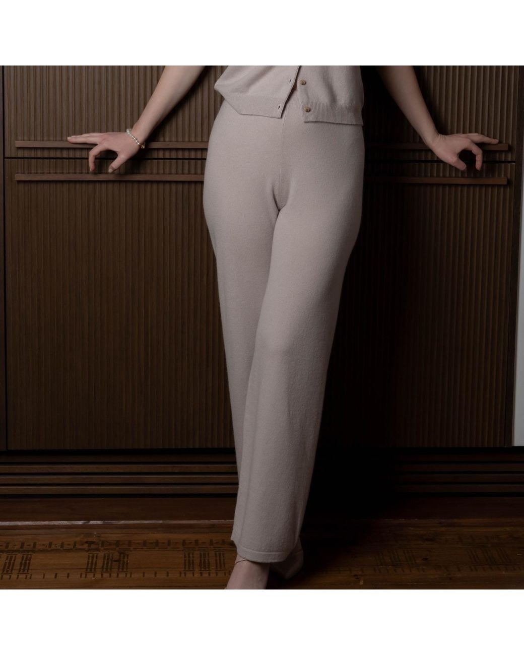 Fiora Muse Brown Wide Leg Cashmere Pants