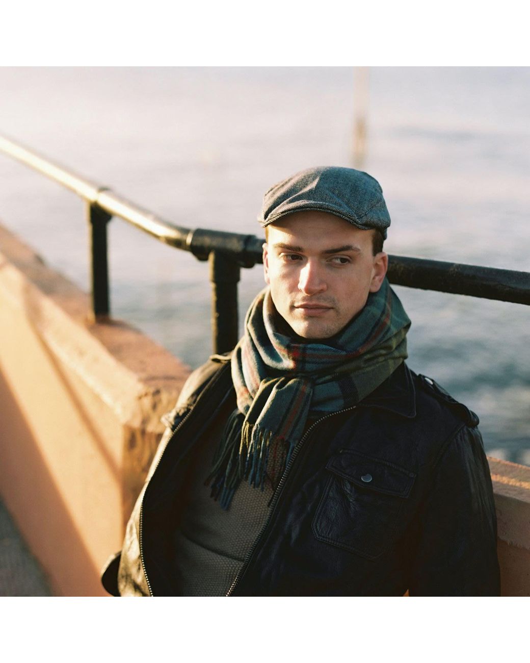 Kinalba Blue Herringbone Cashmere Flat Cap for men