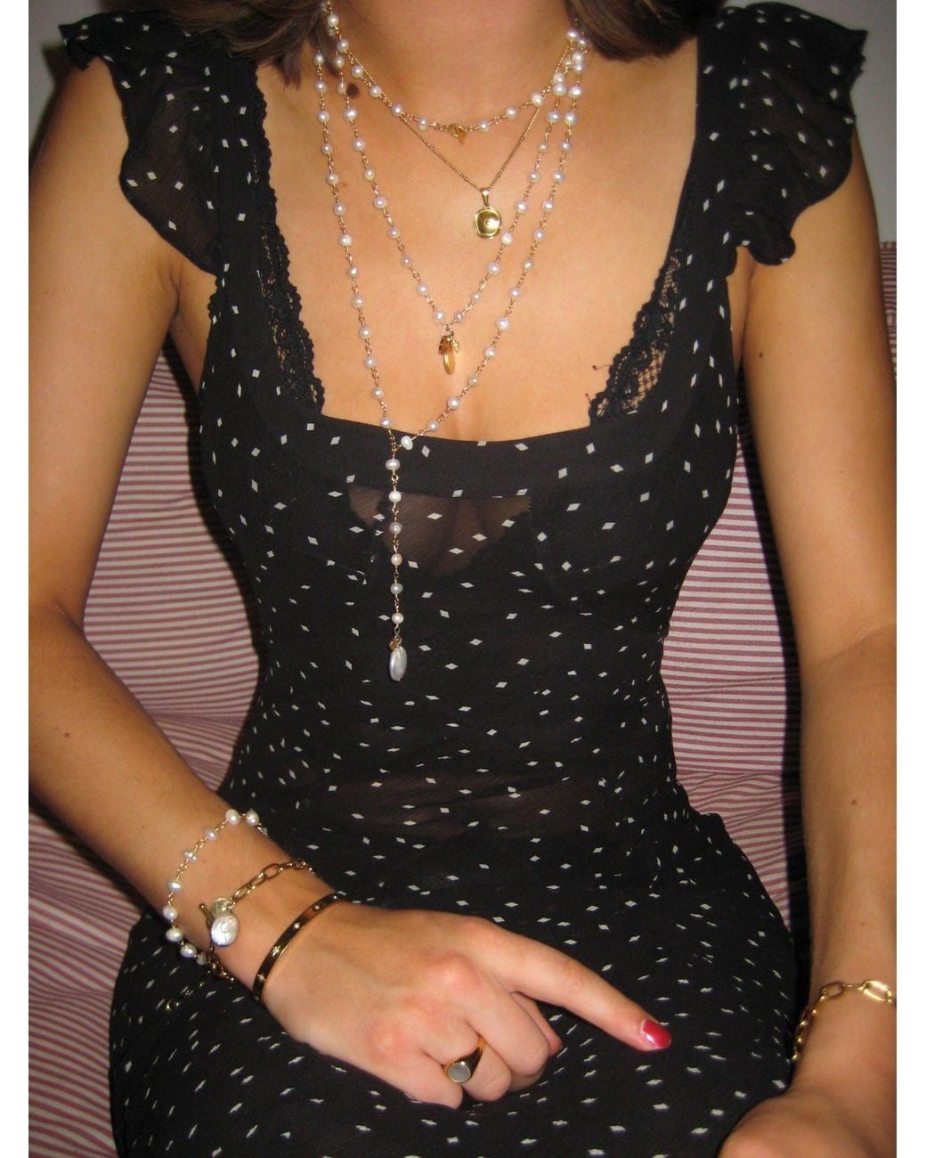 Iris London Metallic Anna Pearl Necklace
