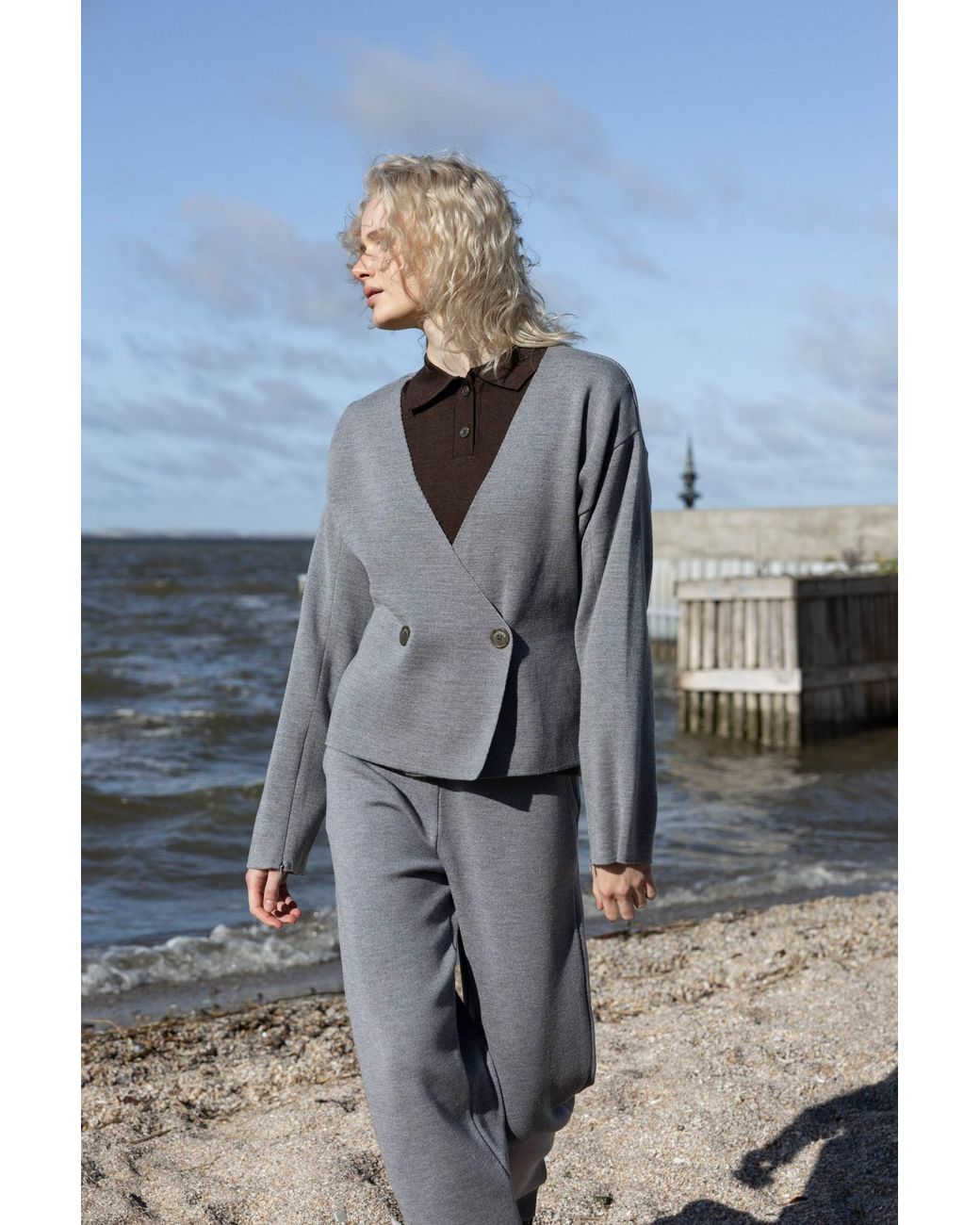 SALANIDA Gray Galante Knitted 100% Merino Blazer Light