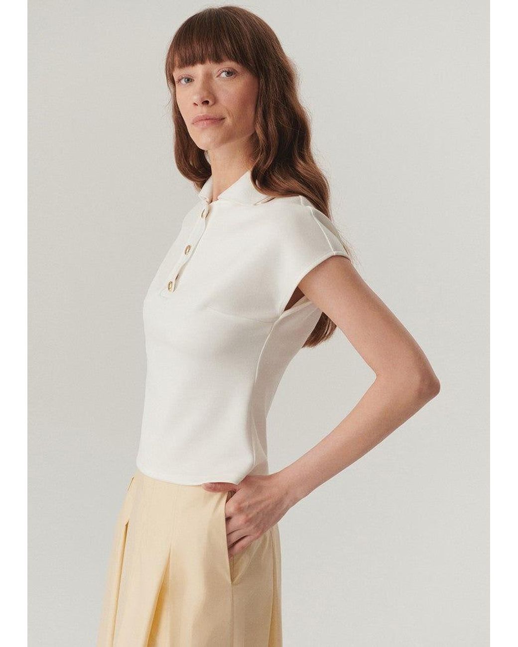 Exquise White Neutrals Regular Minimalist Crystal Pocket Juniper Tee