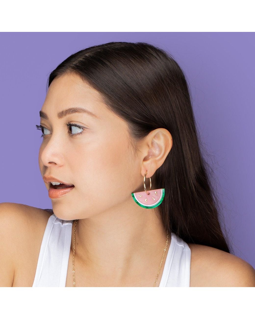 By Chavelli Green Watermelon Slice Hoop Earrings