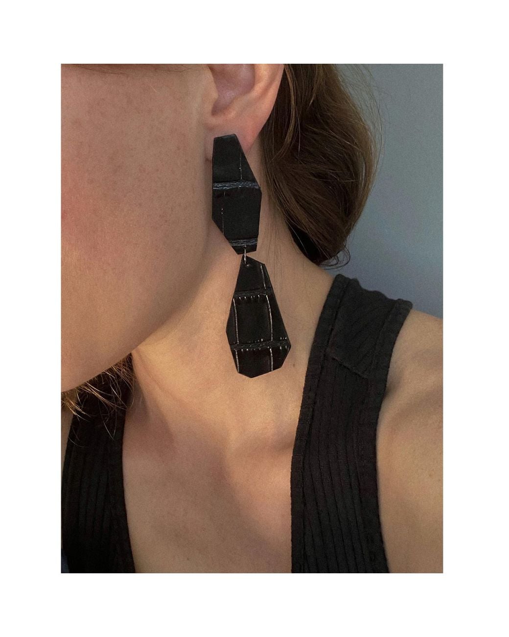 WAIWAI Black Geometric Goddess Earrings
