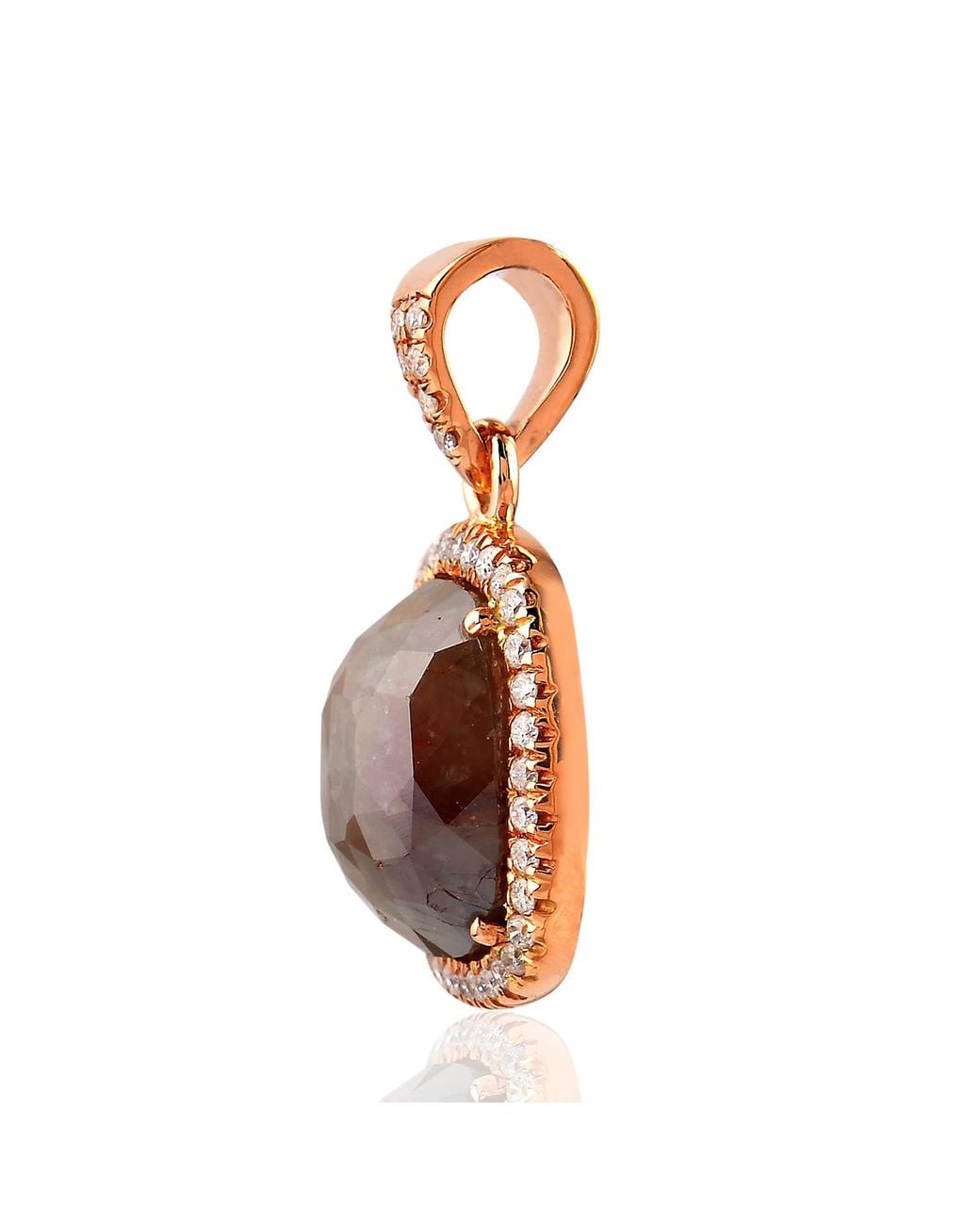 Artisan Pink 18k Rose Gold In Pave Natural Ice Diamond Designer Charm Pendant