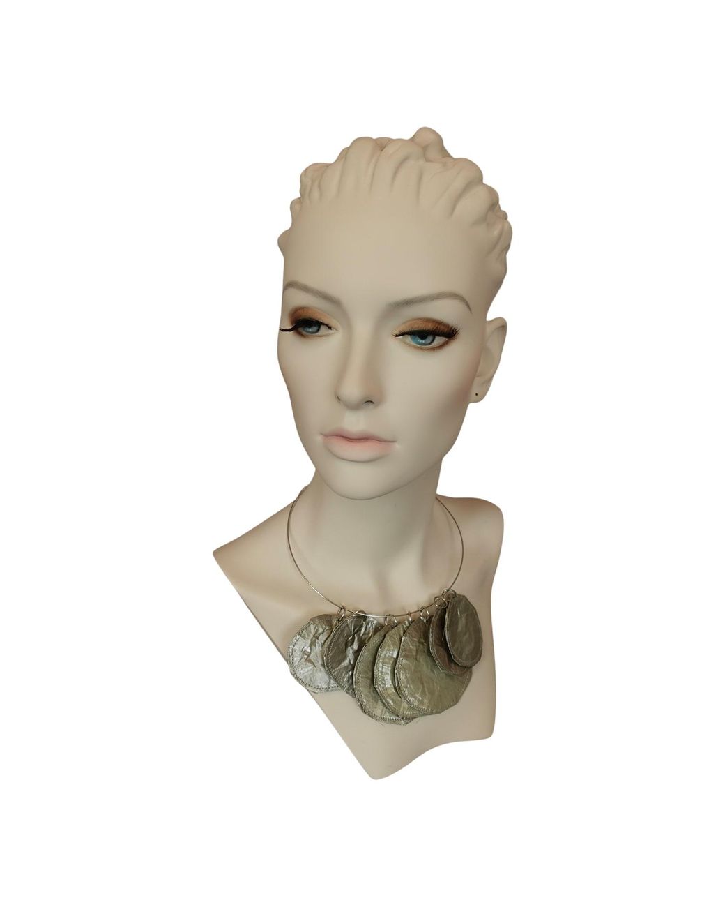 Romer Millinery Gray Metallic Silk Coin Choker