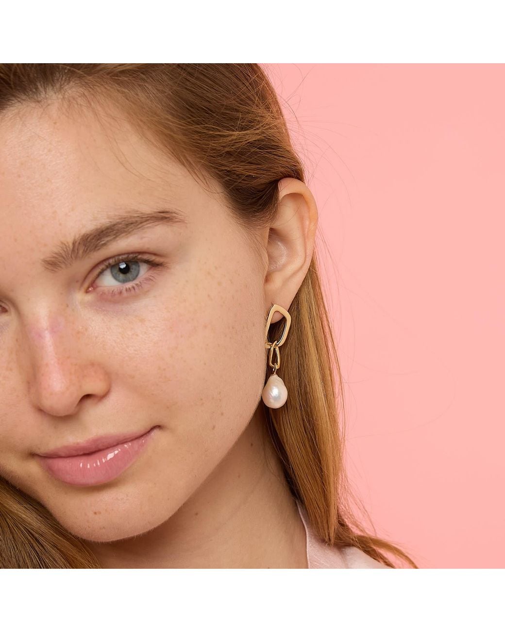 Pearls of the Orient Online Metallic Credo Chunky Drop Earrings With Baroque Cultured Freshwater Pearl