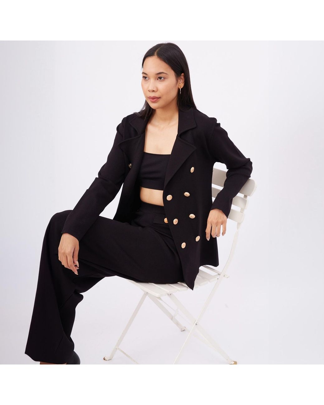 Peraluna Black Katherine Standard Cut Knit Blazer