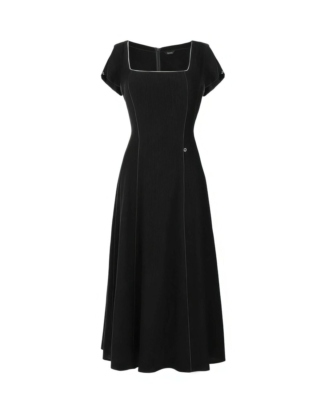 Luna Fashion House Black Elegant Midi Dress, Rina