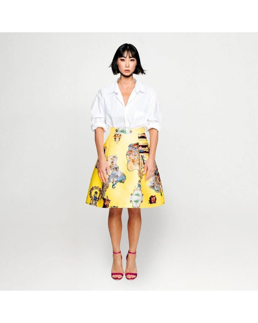 Maxjenny Yellow Knee-Length Skirt