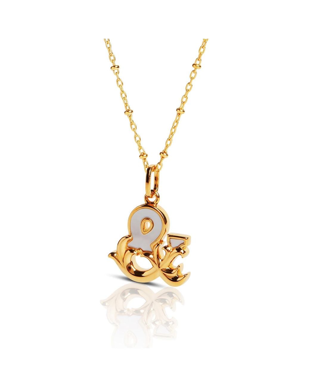 Kasun Metallic Plated & Initial Necklace With Mother Of Pearl