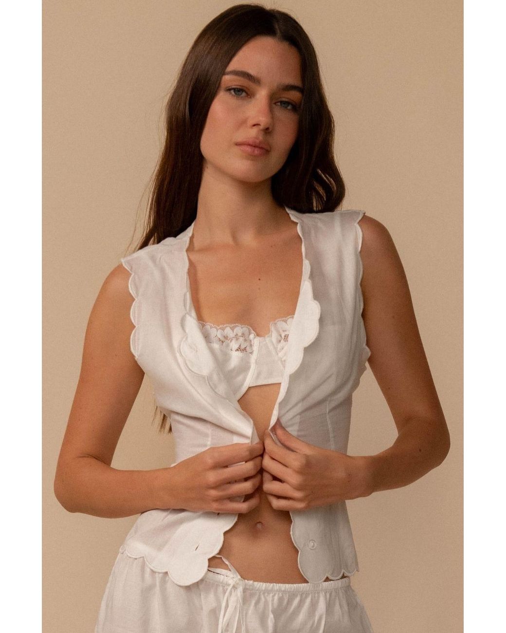 Montce White Scalloped Vest