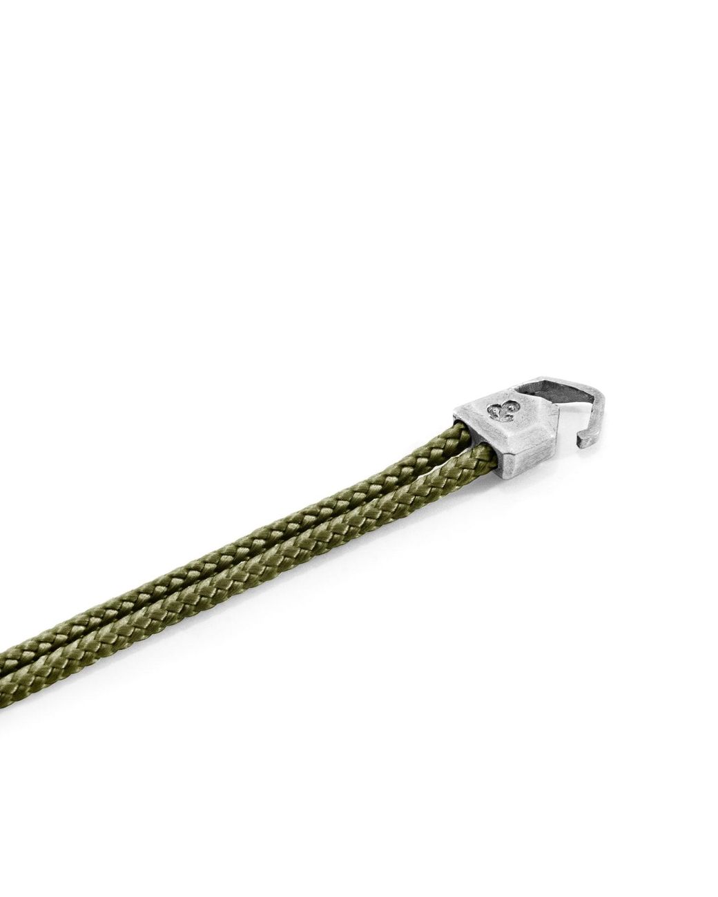 Anchor and Crew Multicolor Khaki Green Cromer Silver & Rope Bracelet for men