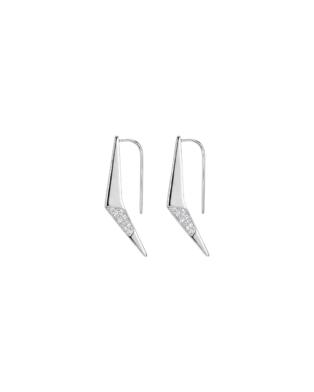 Gutta Design White Boomerang Earring Rhodium Plated