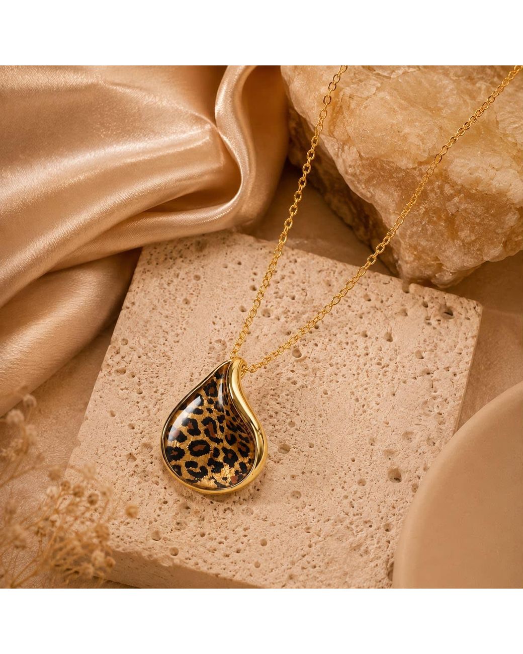 By Ozge Metallic Savanna Spirit Leopard Print Plated Pendant Necklace