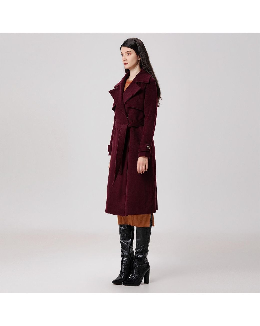 Smart and Joy Red Shoulder Flaps Woolen Coat