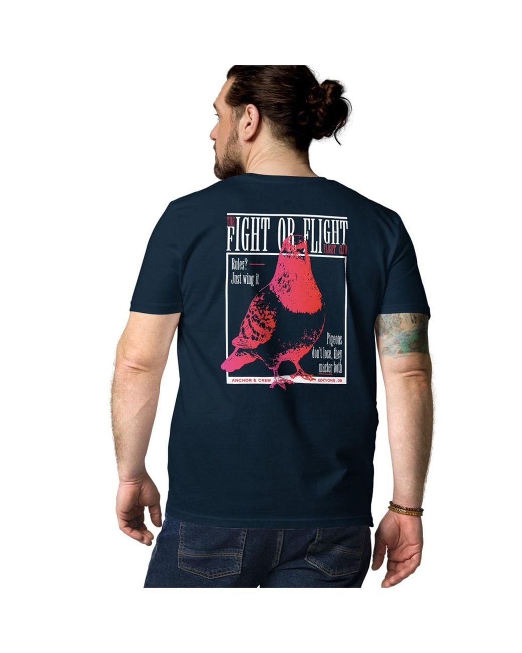 Anchor and Crew Blue Eight Fight Or Flight Club Editions Organic Cotton T-Shirt for men