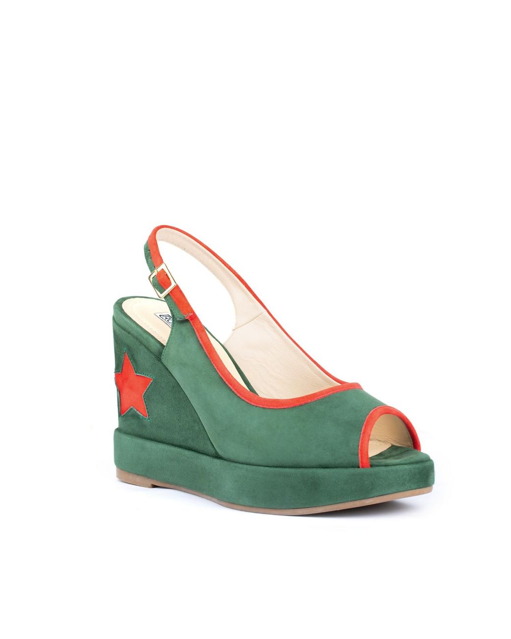 Rosamund Muir London Green Davinia & Suede With Star Wedges