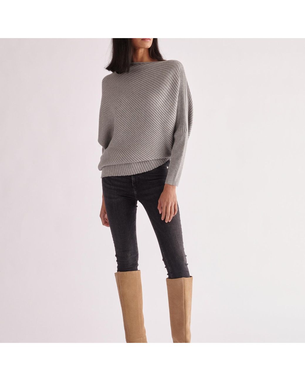 Paisie Gray Draped Knitted Jumper