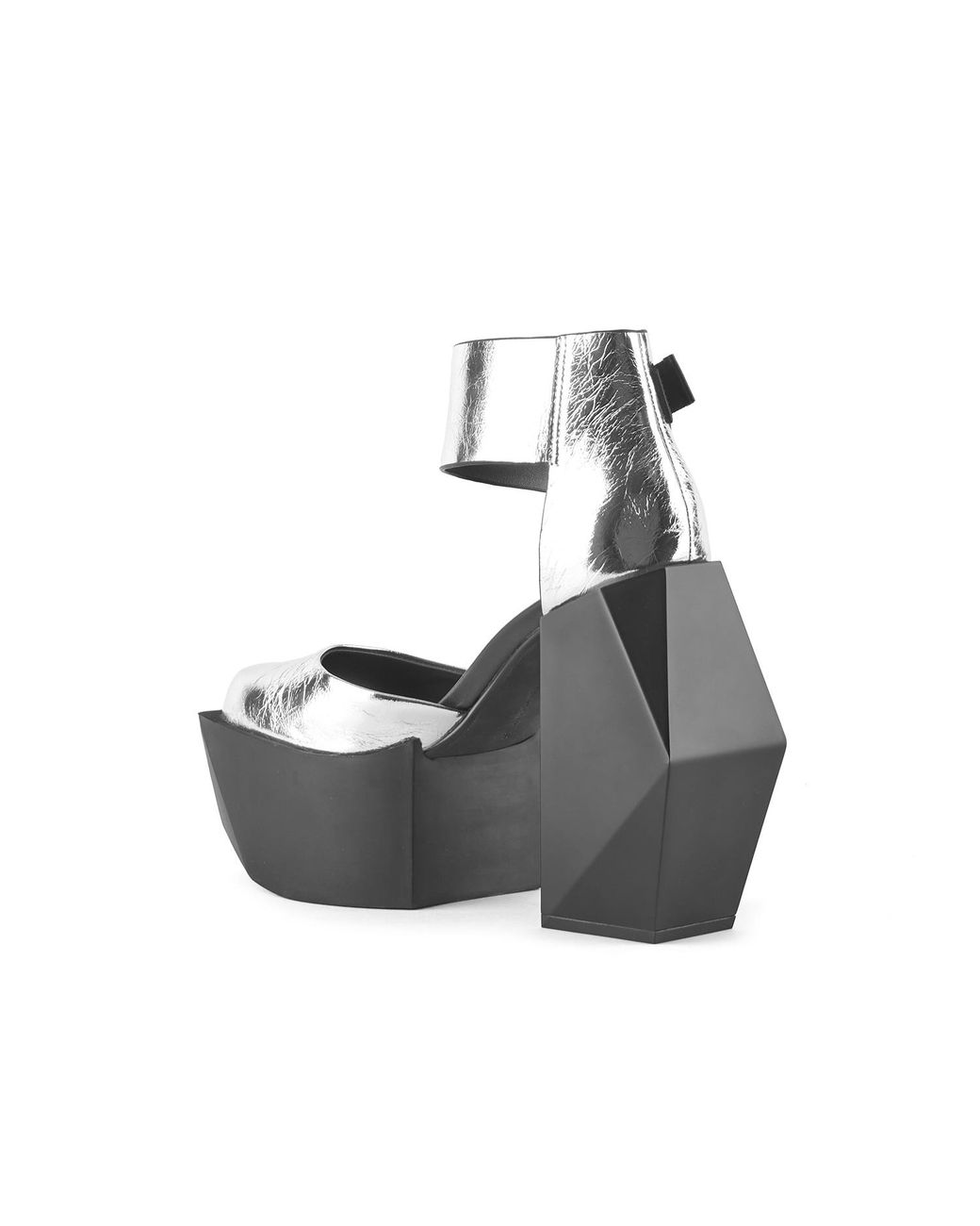 United Nude Gray Metallic Mary Jane Heels