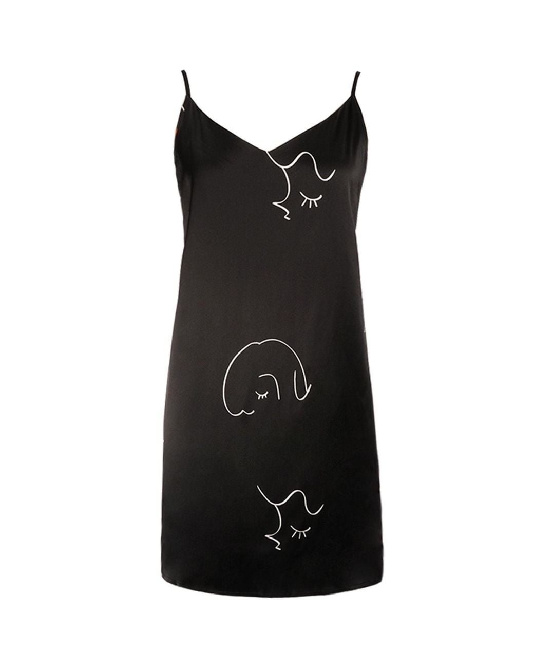 NOT JUST PAJAMA Black The Dream Art Printed Silk Dress