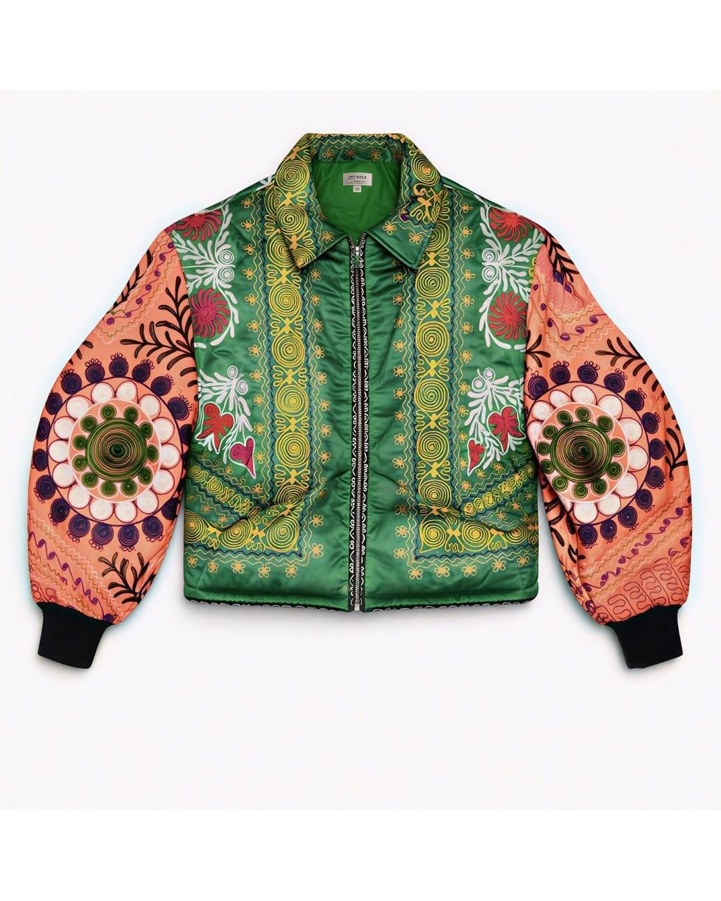 Zasta Studio Green Unknown Tapestries Silk Bomber Jacket Medium D for men