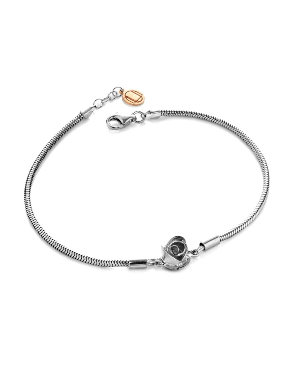 Unaloe Metallic Lepeace Rose Adjustable Sterling Snake Chain Bracelet For