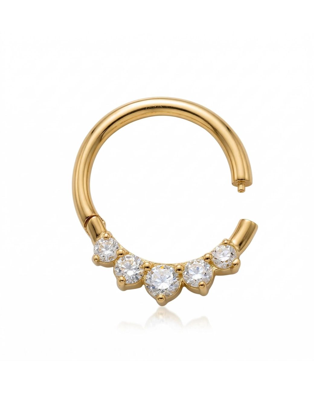 Zahav Jewelry Metallic 10K Solid 16G 8Mm Or 10Mm Cz Clicker Hoop