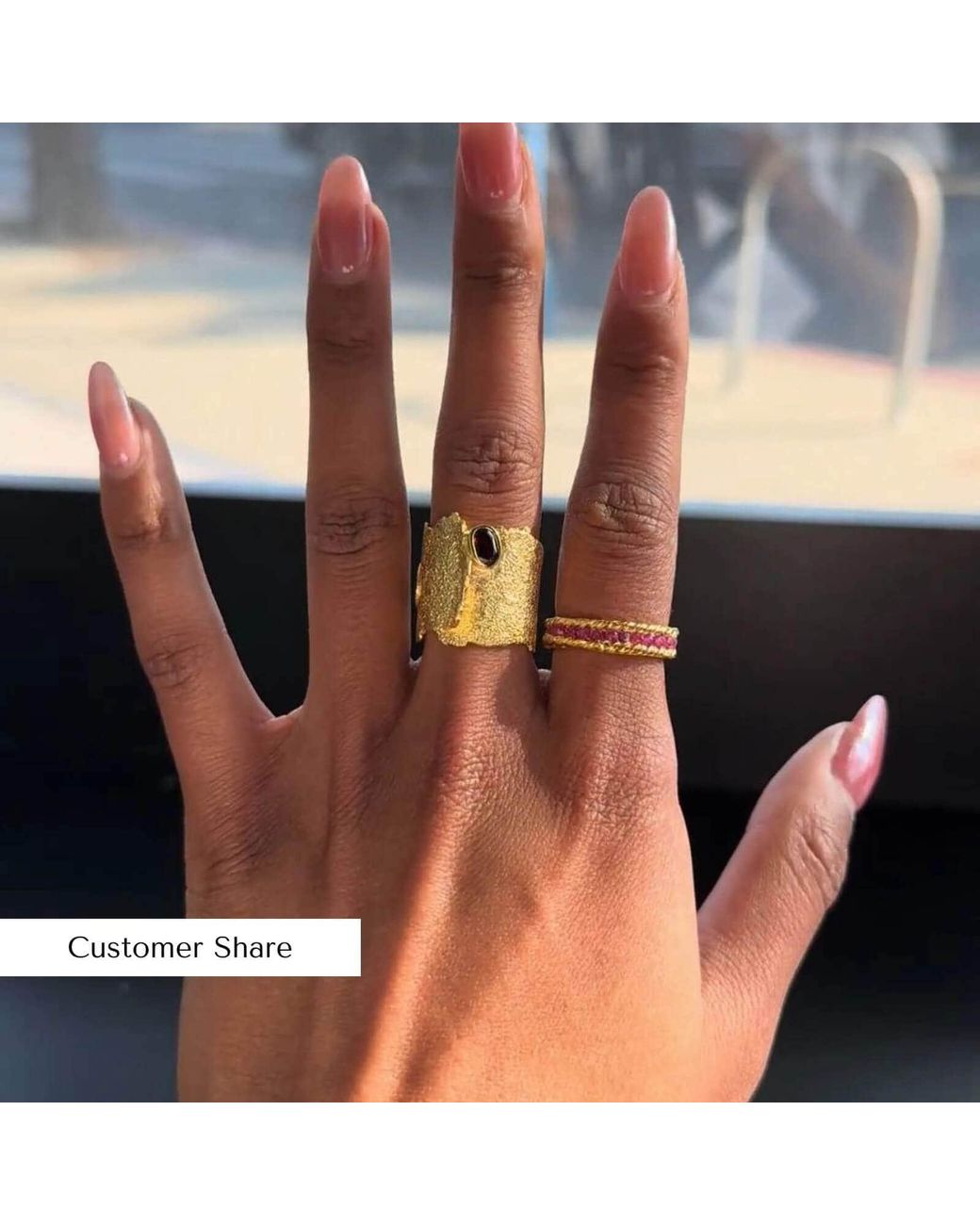 German Kabirski Yellow Otthild Iconic Plated Ring With Natural Garnet