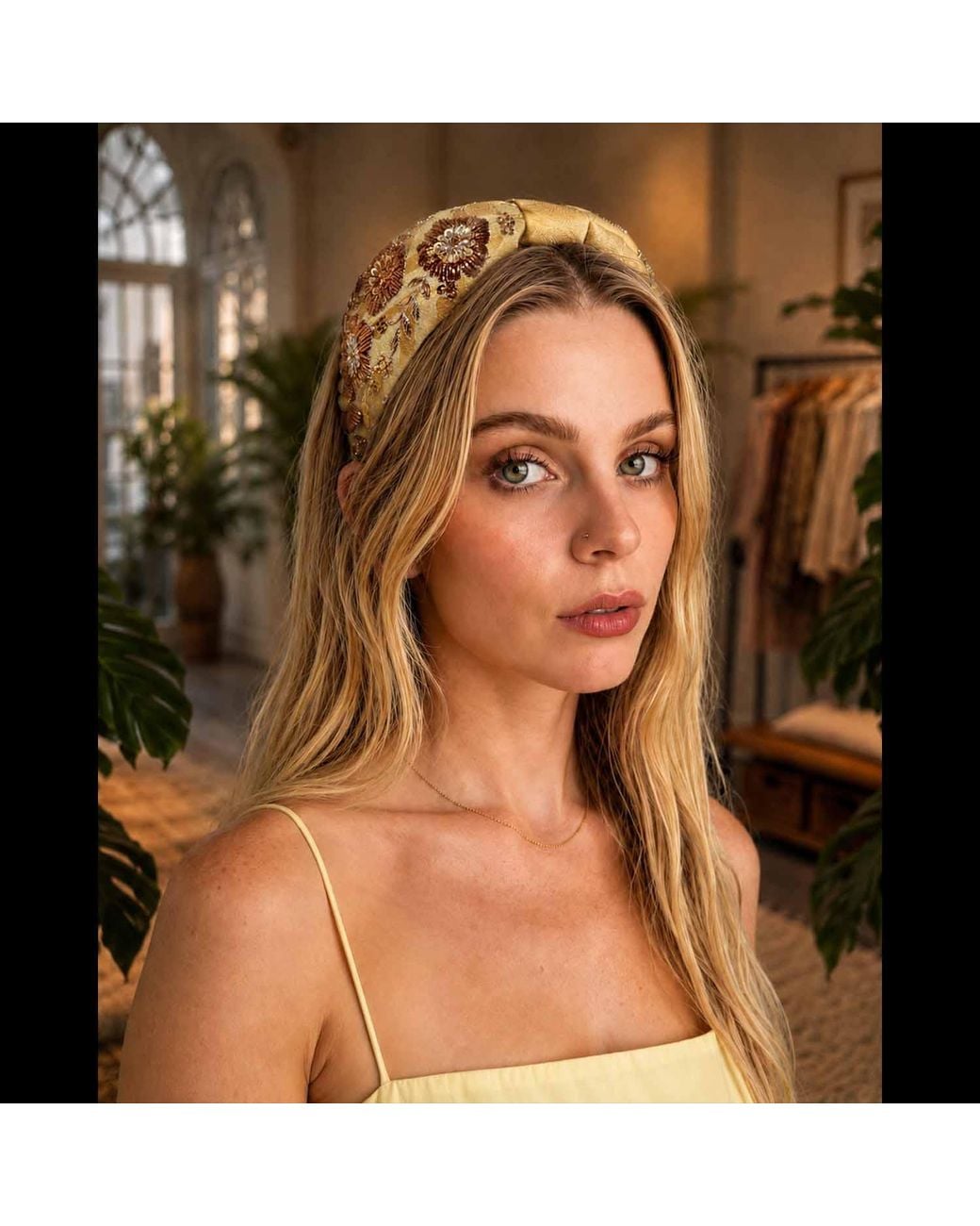 VETKA Metallic Neutrals Headband Amber Bloom