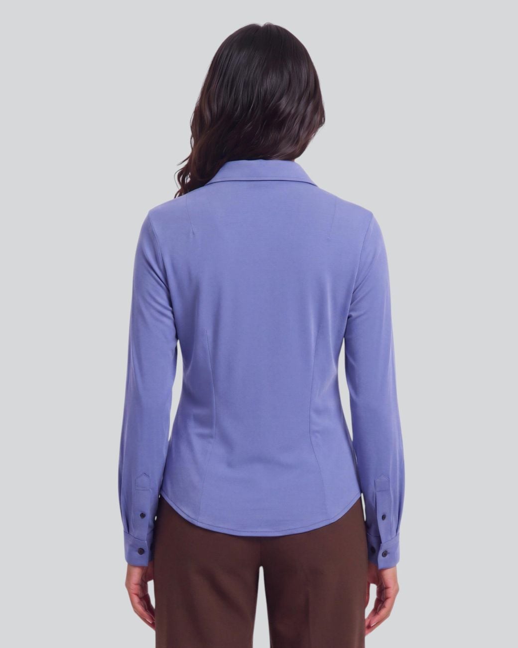 Lords of Harlech Blue Stephanie Dawn Lyocell Stretch Long-Sleeve Shirt