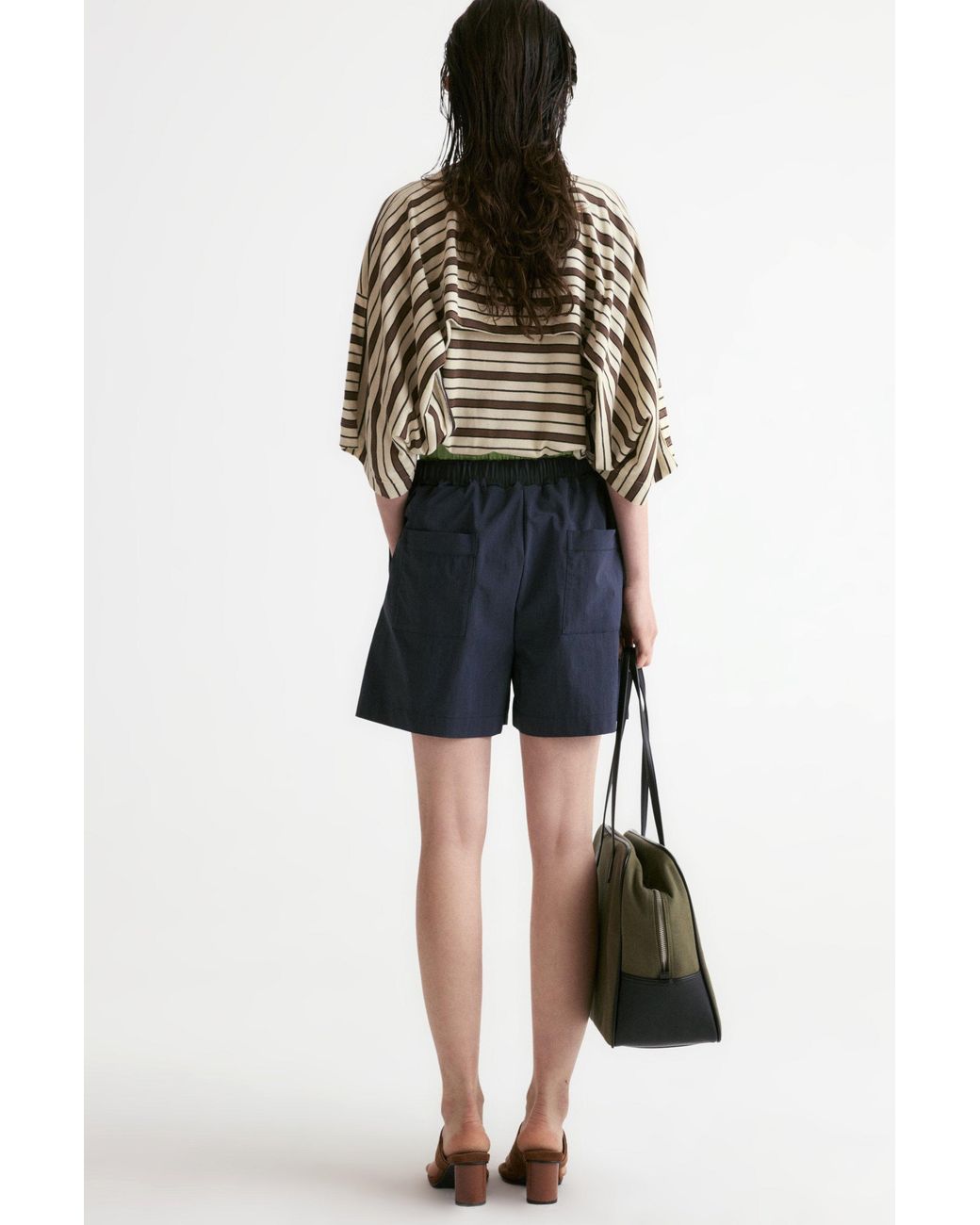 FRONT ROW SHOP Blue Double Waist Short