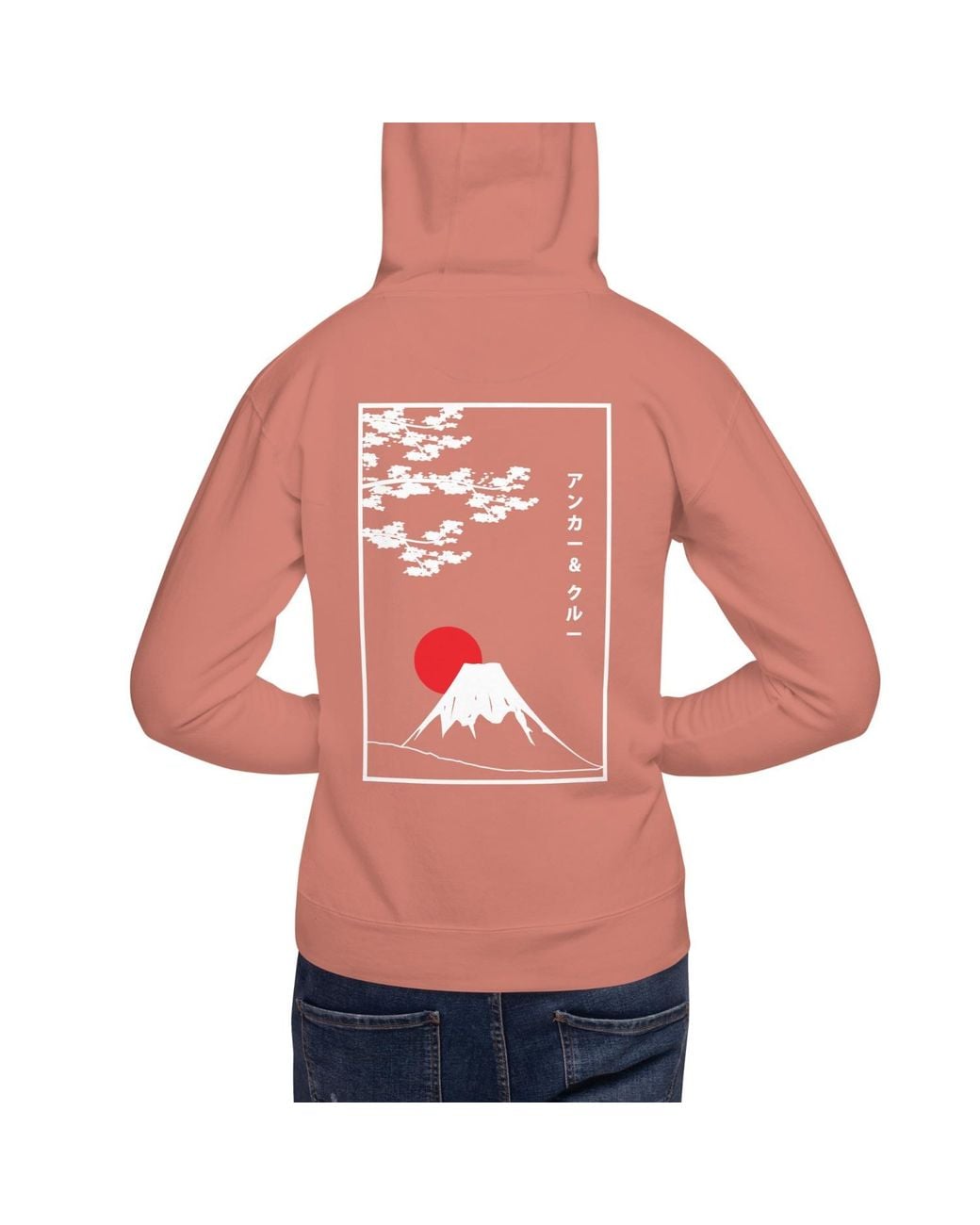 Anchor and Crew Pink Cocktail Mount Fuji Landmark Cotton Blend Hoodie