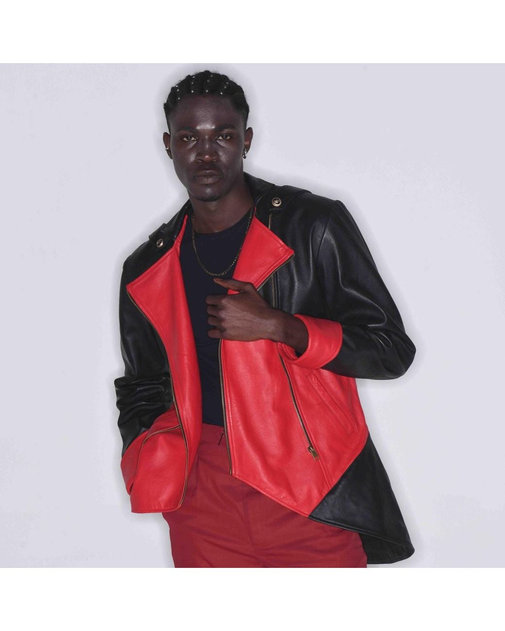 Zasta Studio Red The Gambler Long Coat Leather Jacket for men