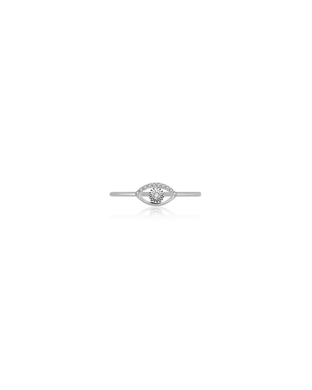 Genevieve Collection White 18K Eye Shape Diamond Ring