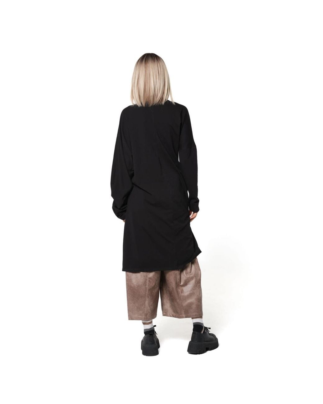 Metamorph Black Neutrals Asymmetric Cotton Tunic With Adjustable Drawstring Details