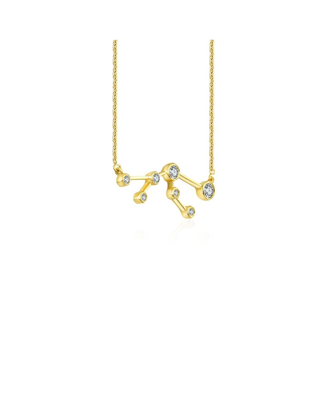 Genevieve Collection Metallic Taurus Zodiac Constellation Necklace 18K & Diamond