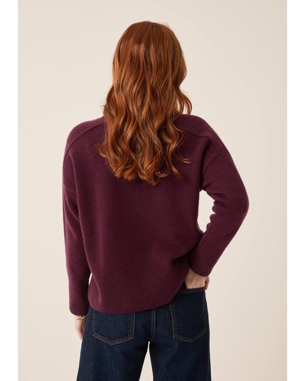 Loop Cashmere Purple V Neck Lofty Sweatshirt