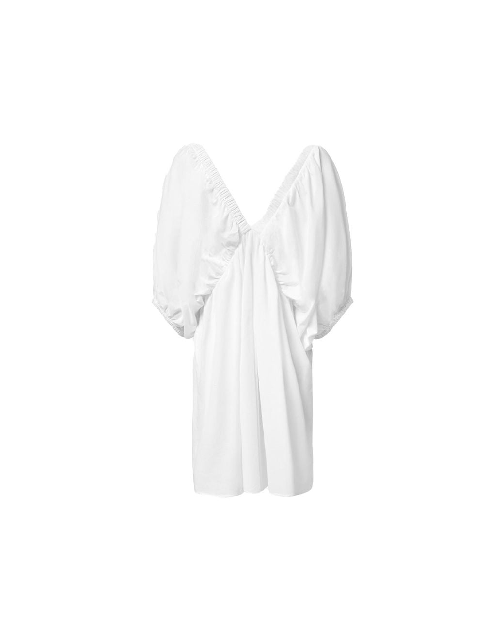 Audrey Vallens White Gathered Cotton Dress