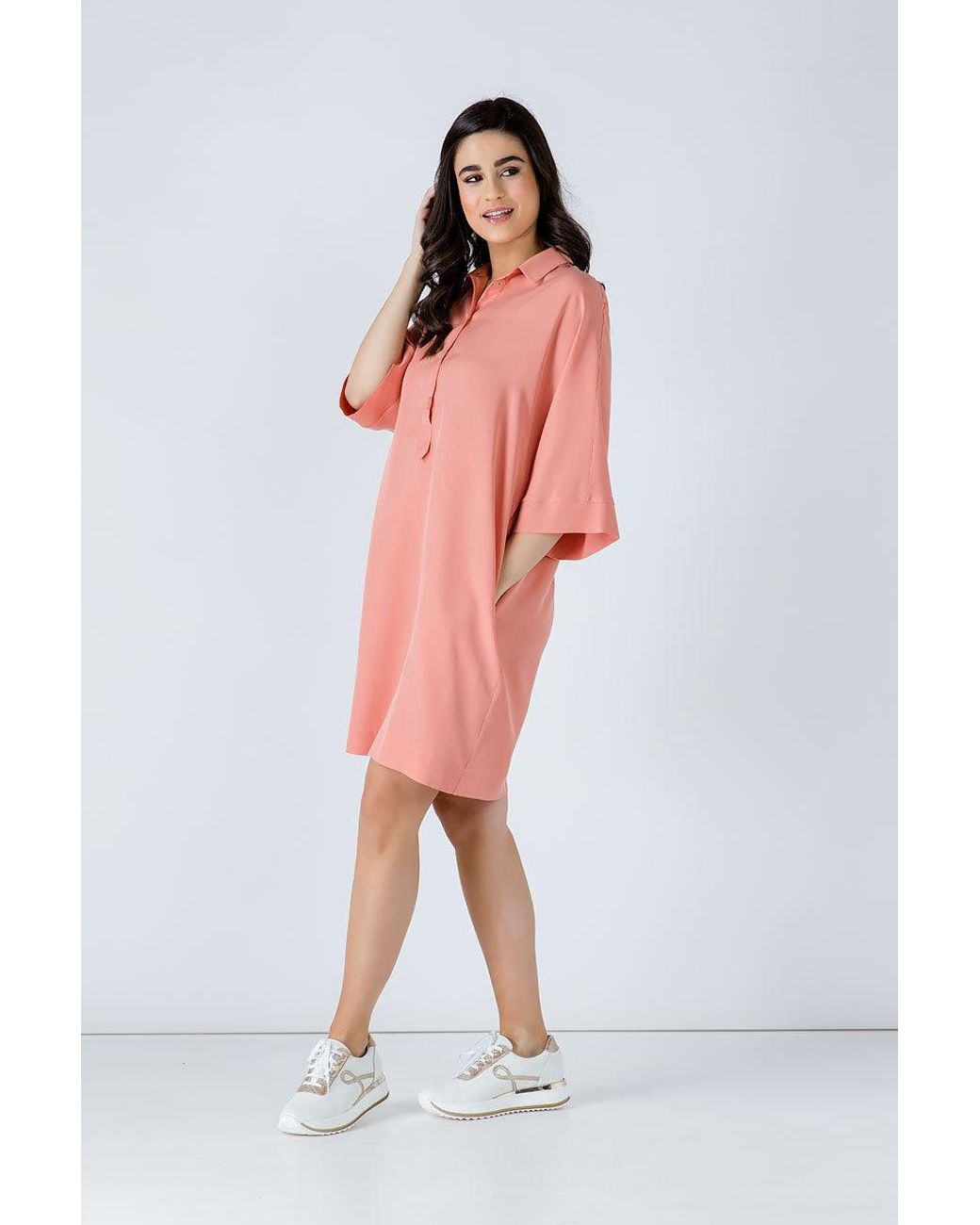 Conquista Pink Oversized Coral Tencel Dress