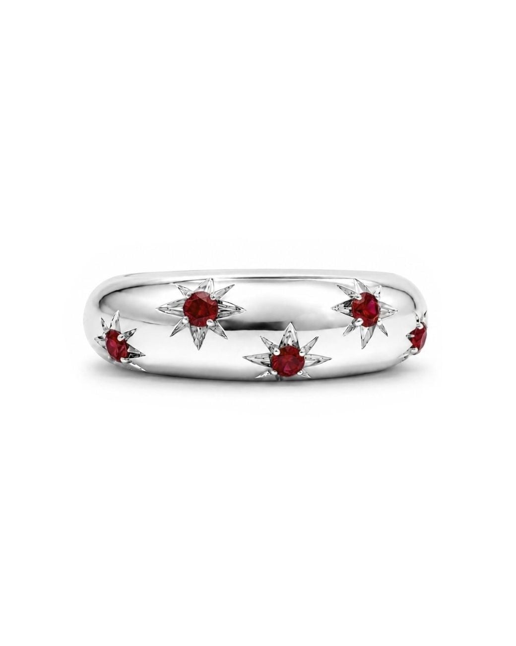 Unaloe White Quartz Starburst Wide Band Ring – Sterling