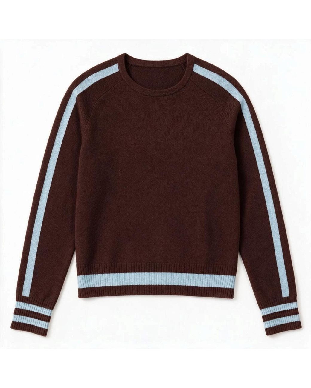 Brodie Cashmere Brown Cathy Sleeve Stripe Crew