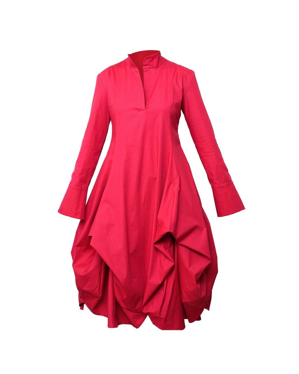 Metamorph Red Asymmetric Shirt Dress
