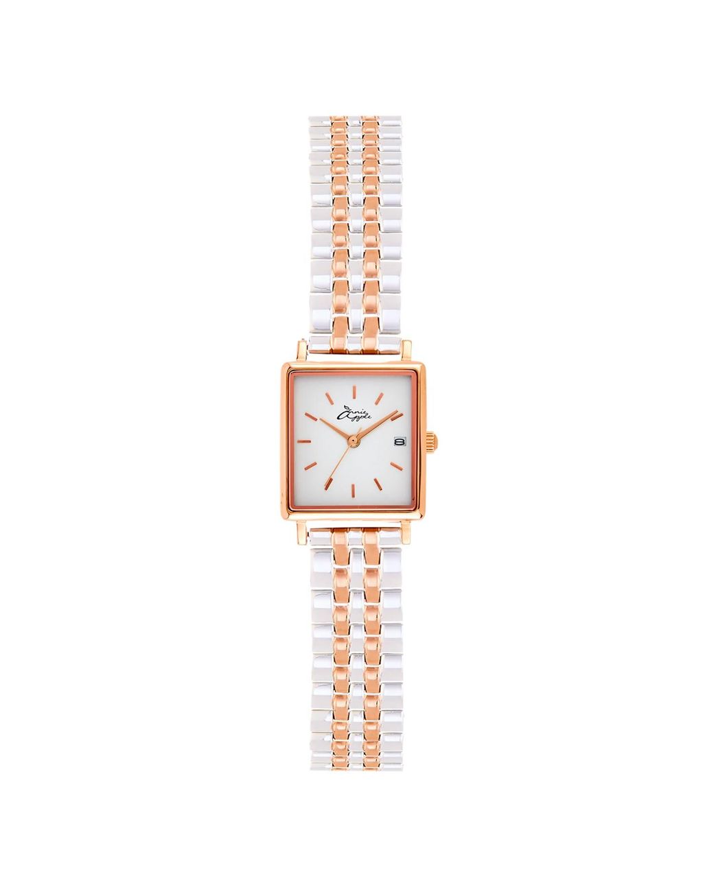 Bermuda Watch Company White Quaintrelle Square Rose Link 22 24Mm
