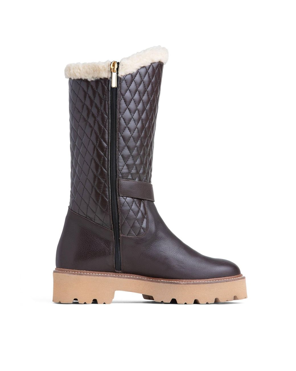 Beautiisoles by Robyn Shreiber Made in Italy Brown Tulsa Leather Lug Sole Winter Boot