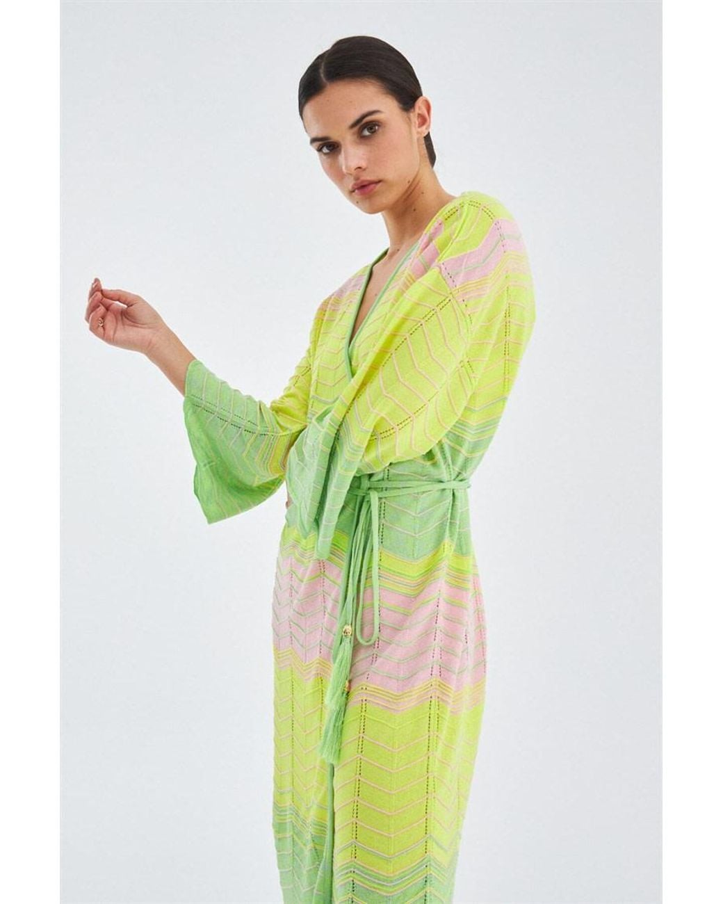 Peraluna Green Sakura Knit Kimono