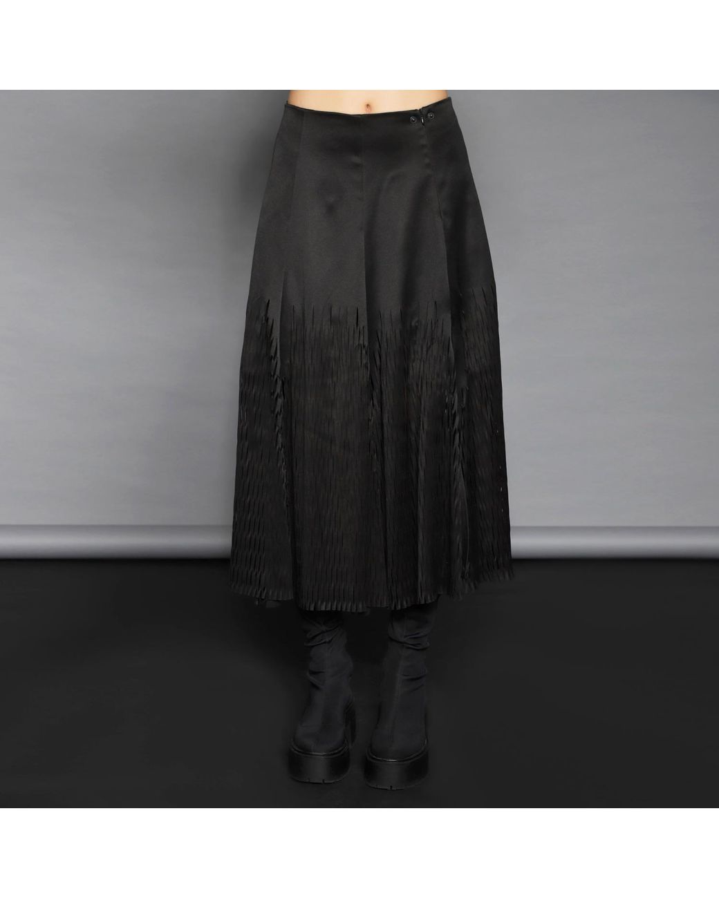 Silvia Serban Black Midi Laser Cut Paneled Skirt