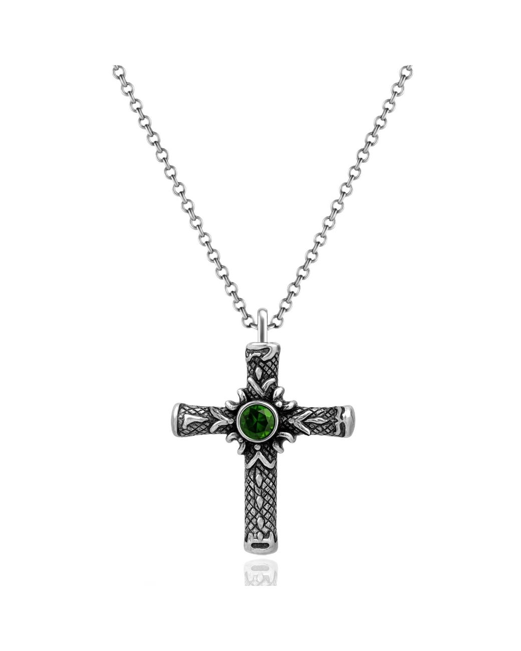 Unaloe Metallic Sterling Spiritual Cross Necklace Emerald – Elegant Jewelry For And